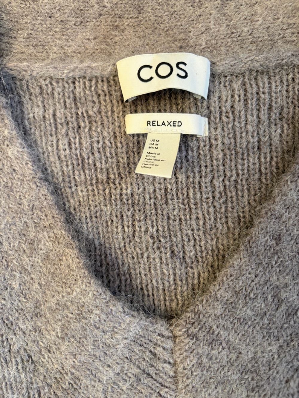 COS Relaxed V-Neck Sweater in Light Taupe